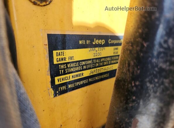 J4F835TH42410 1974 JEEP CJ7 Желтый Панорамный вид салона 360°