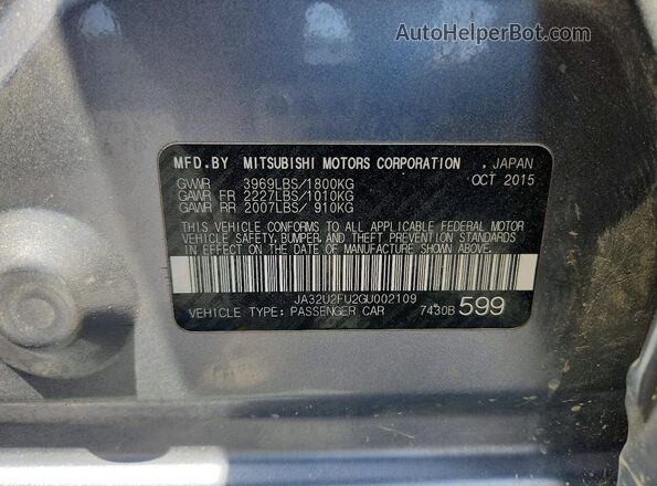 JA32U2FU2GU002109 2016 MITSUBISHI LANCER Gray 