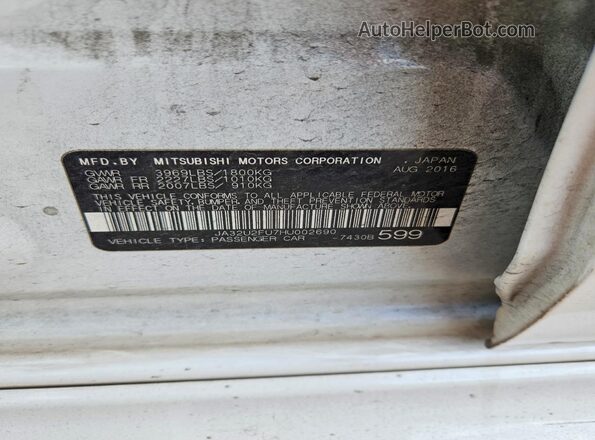 JA32U2FU7HU002690 2017 MITSUBISHI LANCER White Вид підкапотного простору