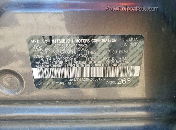 JA4AD3A30HZ058176 2017 MITSUBISHI OUTLANDER Brown 