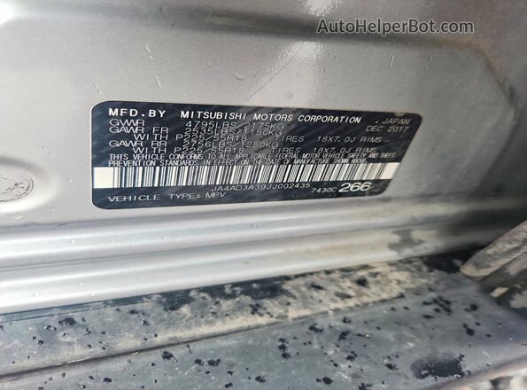 JA4AD3A39JJ002435 2018 MITSUBISHI OUTLANDER Silver Вид наклейки з VIN-кодом