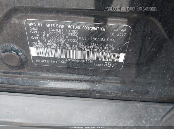 JA4AP3AW5HZ071040 2017 MITSUBISHI OUTLANDER SPORT Black 