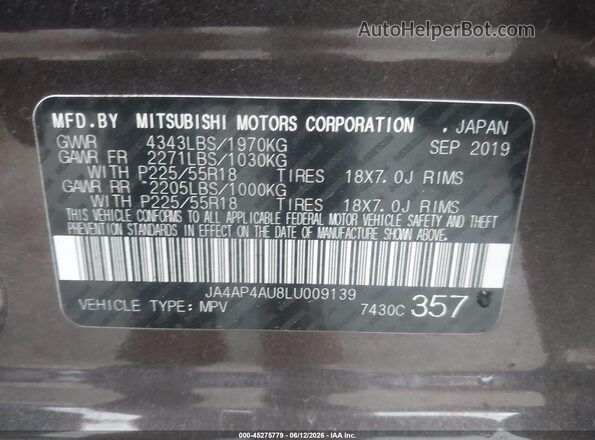 JA4AP4AU8LU009139 2020 MITSUBISHI OUTLANDER SPORT Brown Widok komory silnika