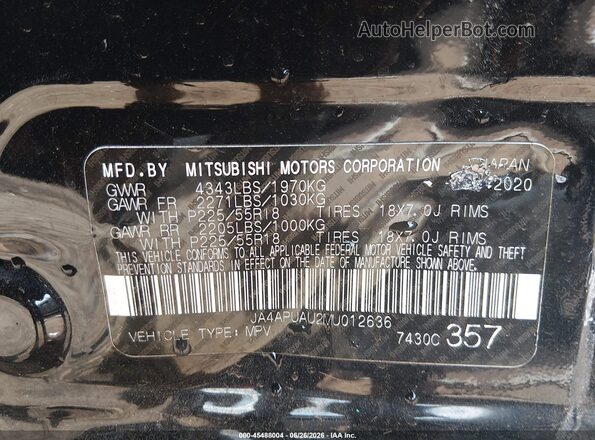 JA4APUAU2MU012636 2021 MITSUBISHI OUTLANDER SPORT Black Vista del compartimento del motor