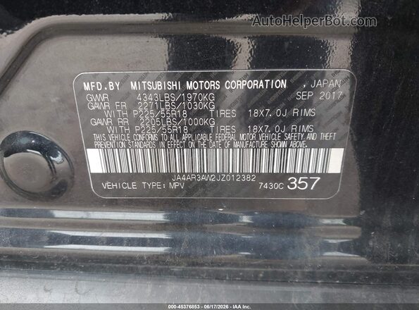 JA4AR3AW2JZ012382 2018 MITSUBISHI OUTLANDER SPORT Черный Вид подкапотного пространства