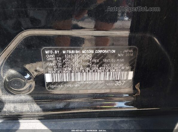 JA4AR4AW6HZ018685 2017 MITSUBISHI OUTLANDER SPORT Black Widok komory silnika