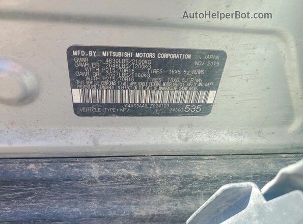 JA4AS3AA0LZ024123 2020 MITSUBISHI ECLIPSE Silver Widok naklejki z numerem VIN