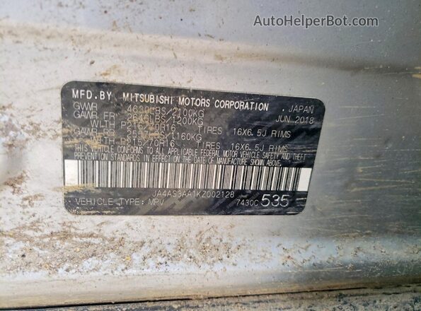 JA4AS3AA1KZ002128 2019 MITSUBISHI ECLIPSE Silver 