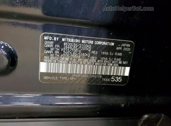 JA4AS3AA6LZ042108 2020 MITSUBISHI ECLIPSE Black 