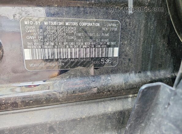 JA4AT5AA2KZ024003 2019 MITSUBISHI ECLIPSE Black Вид підкапотного простору