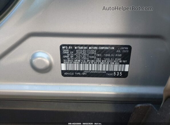 JA4ATUAA4RZ005344 2024 MITSUBISHI ECLIPSE CROSS Silver ძრავის განყოფილების ხედი