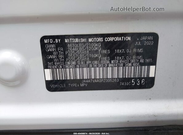 JA4ATVAA0PZ005263 2023 MITSUBISHI ECLIPSE CROSS White Engine compartment view