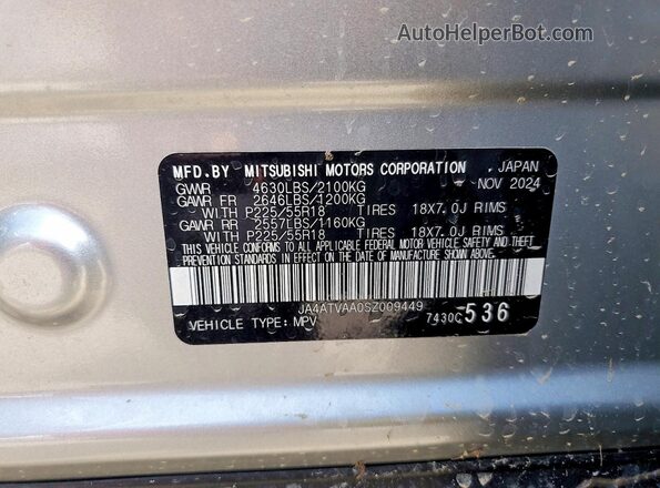 JA4ATVAA0SZ009449 2025 MITSUBISHI ECLIPSE Silver 