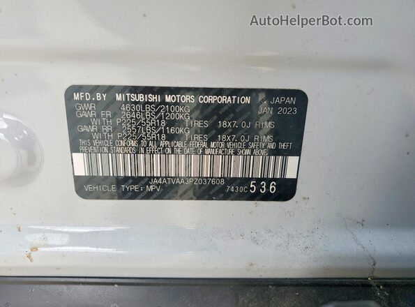 JA4ATVAA3PZ037608 2023 MITSUBISHI ECLIPSE White 
