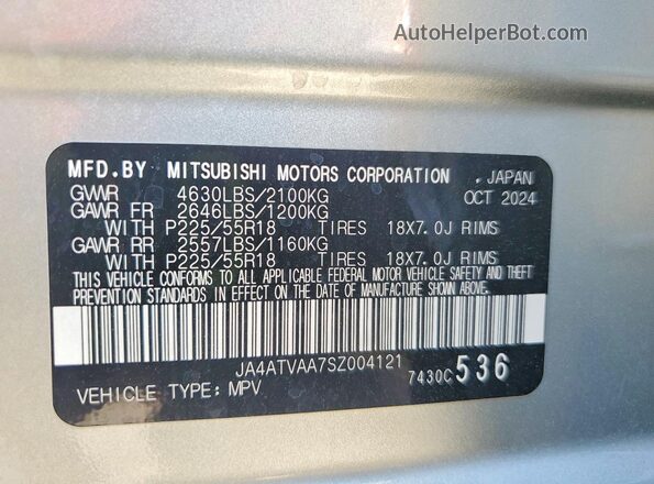 JA4ATVAA7SZ004121 2025 MITSUBISHI ECLIPSE Silver 