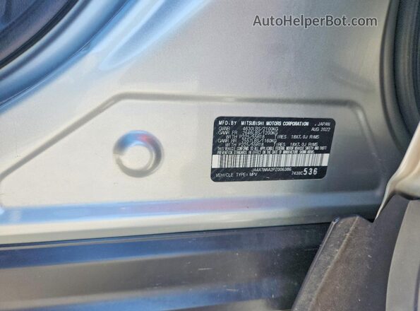 JA4ATWAA2PZ006386 2023 MITSUBISHI ECLIPSE Silver VIN կոդի պիտակի տեսք