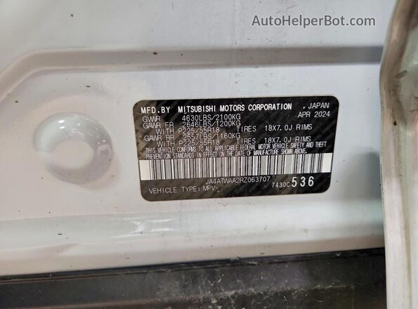 JA4ATWAA2RZ063707 2024 MITSUBISHI ECLIPSE White Vista de la etiqueta del VIN