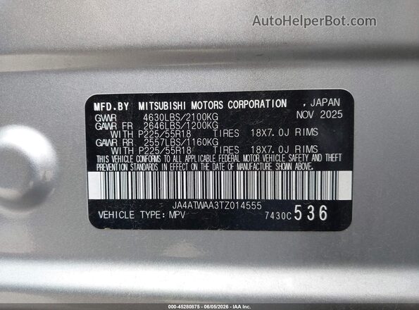 JA4ATWAA3TZ014555 2026 MITSUBISHI ECLIPSE CROSS Silver Widok komory silnika
