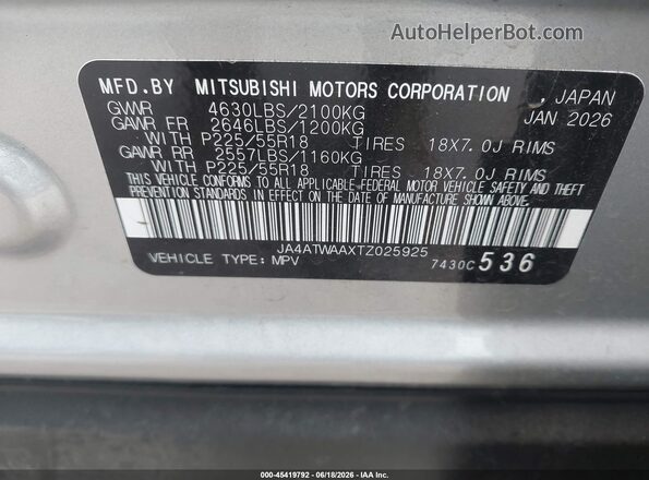 JA4ATWAAXTZ025925 2026 MITSUBISHI ECLIPSE CROSS Silver 