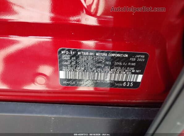 JA4J4VA87PZ044751 2023 MITSUBISHI OUTLANDER Red Engine compartment view
