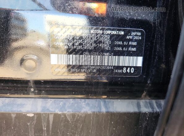 JA4T5WA9XRZ623644 2024 MITSUBISHI OUTLANDER Black Вид підкапотного простору