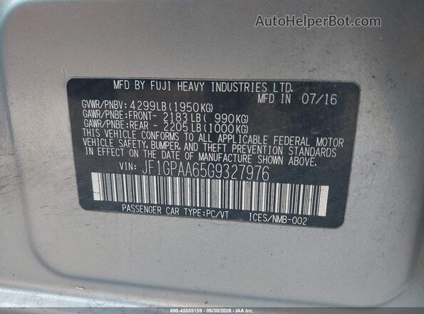 JF1GPAA65G9327976 2016 SUBARU IMPREZA Серебряный Вид подкапотного пространства