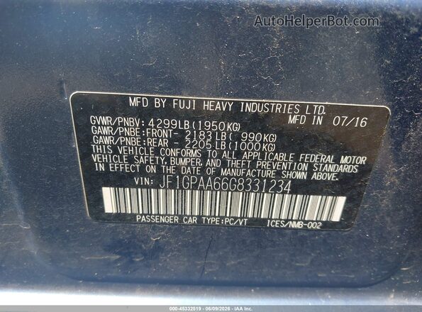 JF1GPAA66G8331234 2016 SUBARU IMPREZA Blue Widok komory silnika