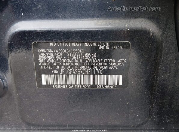 JF1GPAS6XGH311700 2016 SUBARU IMPREZA Blue Widok komory silnika