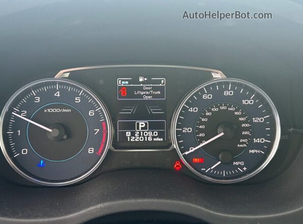 JF1GPAY67GH213974 2016 SUBARU IMPREZA Blue Widok zestawu wskaźników
