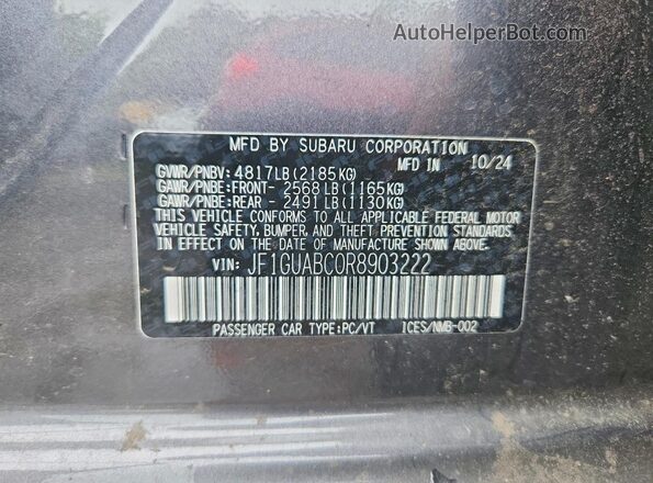 JF1GUABC0R8903222 2024 SUBARU IMPREZA Gray Շարժիչի բաժամունքի տեսք