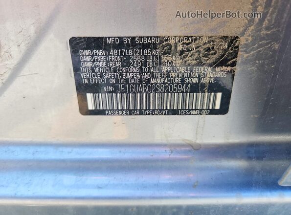 JF1GUABC2S8205944 2025 SUBARU IMPREZA Серебряный 