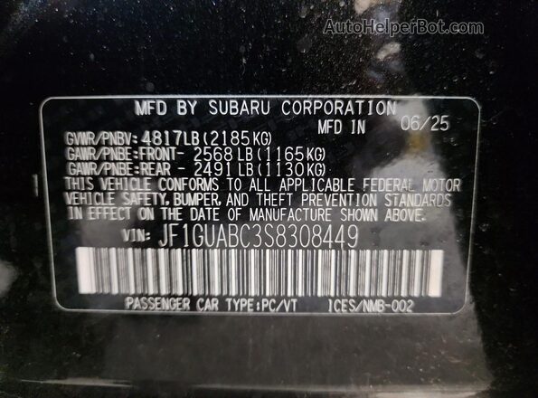 JF1GUABC3S8308449 2025 SUBARU IMPREZA Black 