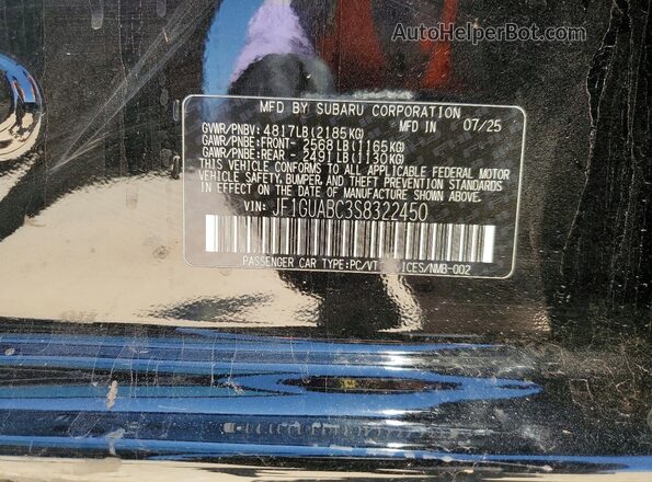 JF1GUABC3S8322450 2025 SUBARU IMPREZA Black Engine compartment view