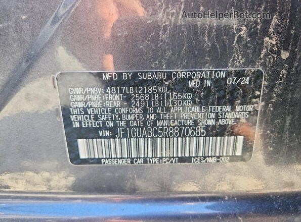 JF1GUABC5R8870685 2024 SUBARU IMPREZA Gray Vista de la etiqueta del VIN