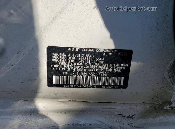 JF1GUABC5S8306346 2025 SUBARU IMPREZA White 