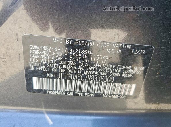 JF1GUABC7R8336300 2024 SUBARU IMPREZA Gray Widok komory silnika