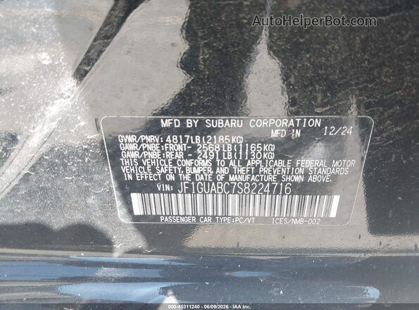 JF1GUABC7S8224716 2025 SUBARU IMPREZA Черный Вид подкапотного пространства