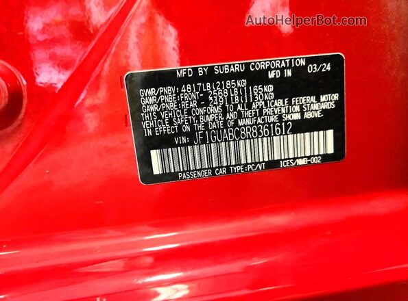 JF1GUABC8R8361612 2024 SUBARU IMPREZA Red 