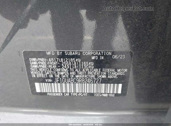 JF1GUABC9R8246727 2024 SUBARU IMPREZA Gray Вид підкапотного простору