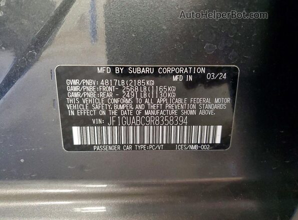 JF1GUABC9R8358394 2024 SUBARU IMPREZA Серый Вид подкапотного пространства