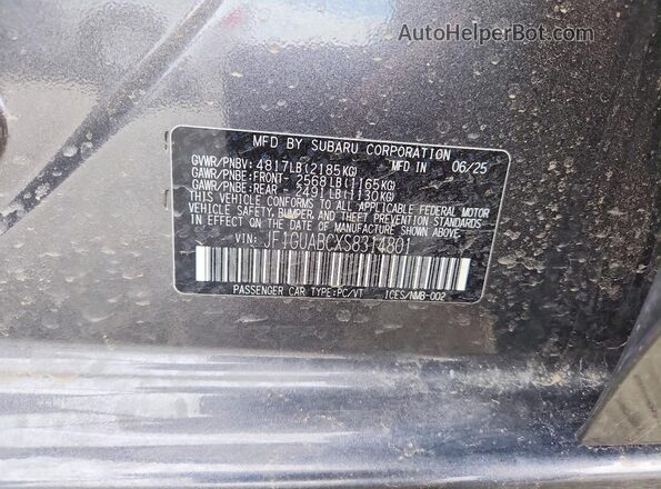 JF1GUABCXS8314801 2025 SUBARU IMPREZA Gray Vista del compartimento del motor