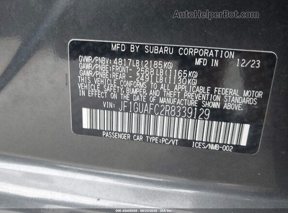 JF1GUAFC2R8339129 2024 SUBARU IMPREZA Gray Engine compartment view