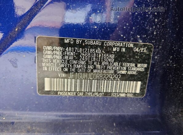 JF1GUHJC0R8229292 2024 SUBARU IMPREZA Blue Engine compartment view
