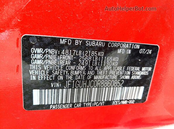 JF1GUHJC0R8860852 2024 SUBARU IMPREZA Red 