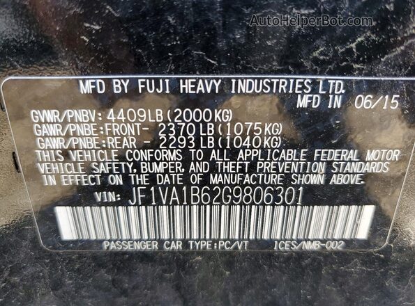 JF1VA1B62G9806301 2016 SUBARU WRX Черный Вид подкапотного пространства