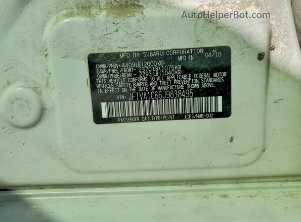 JF1VA1C66J9838495 2018 SUBARU WRX White Вид підкапотного простору