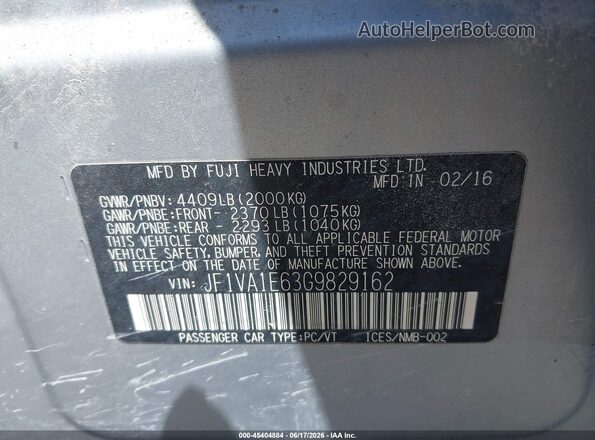JF1VA1E63G9829162 2016 SUBARU WRX Silver Vista del compartimento del motor