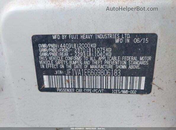 JF1VA1E66G9806183 2016 SUBARU WRX White Շարժիչի բաժամունքի տեսք