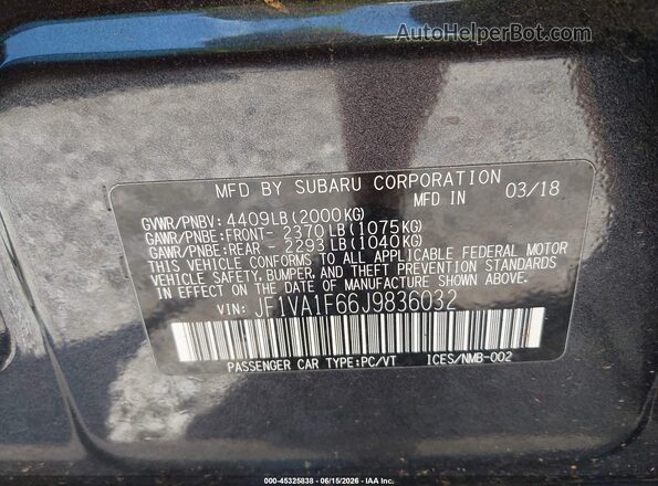 JF1VA1F66J9836032 2018 SUBARU WRX Gray Widok komory silnika