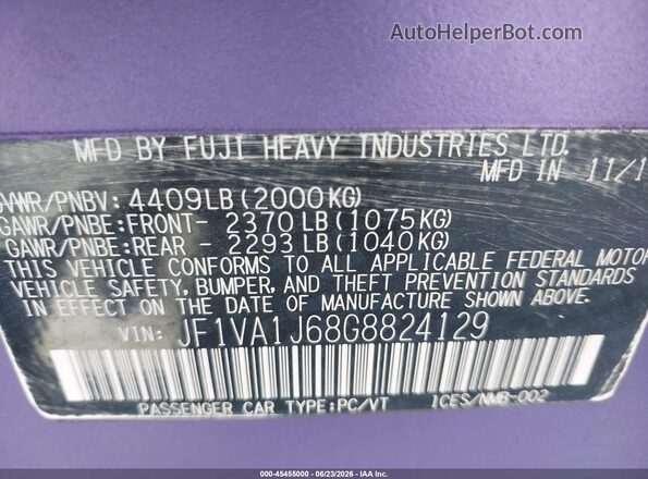 JF1VA1J68G8824129 2016 SUBARU WRX Фиолетовый Вид подкапотного пространства